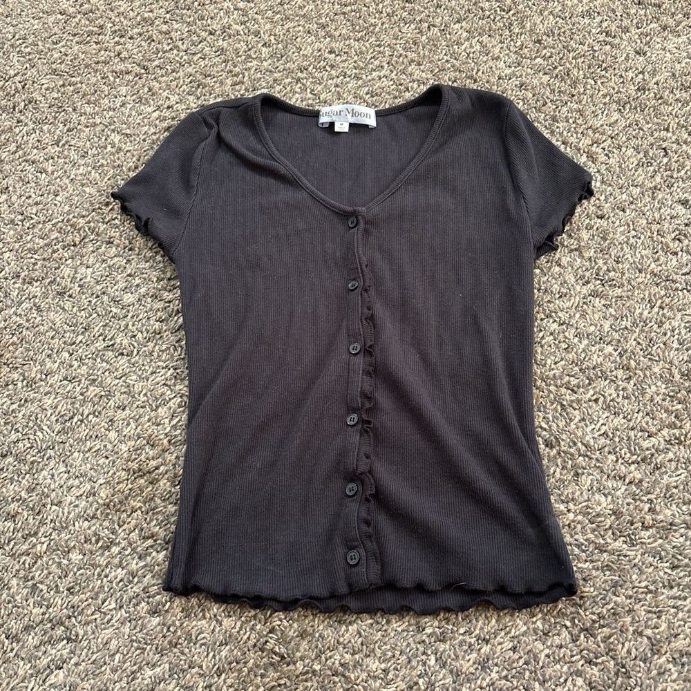 Black Button-Down Top